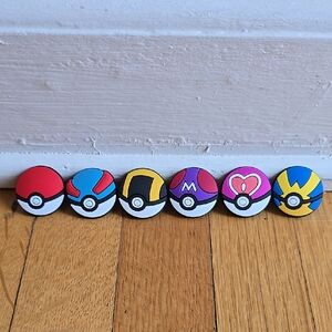 NWOT, Pokémon Pokéball Croc Charms, Set of 6